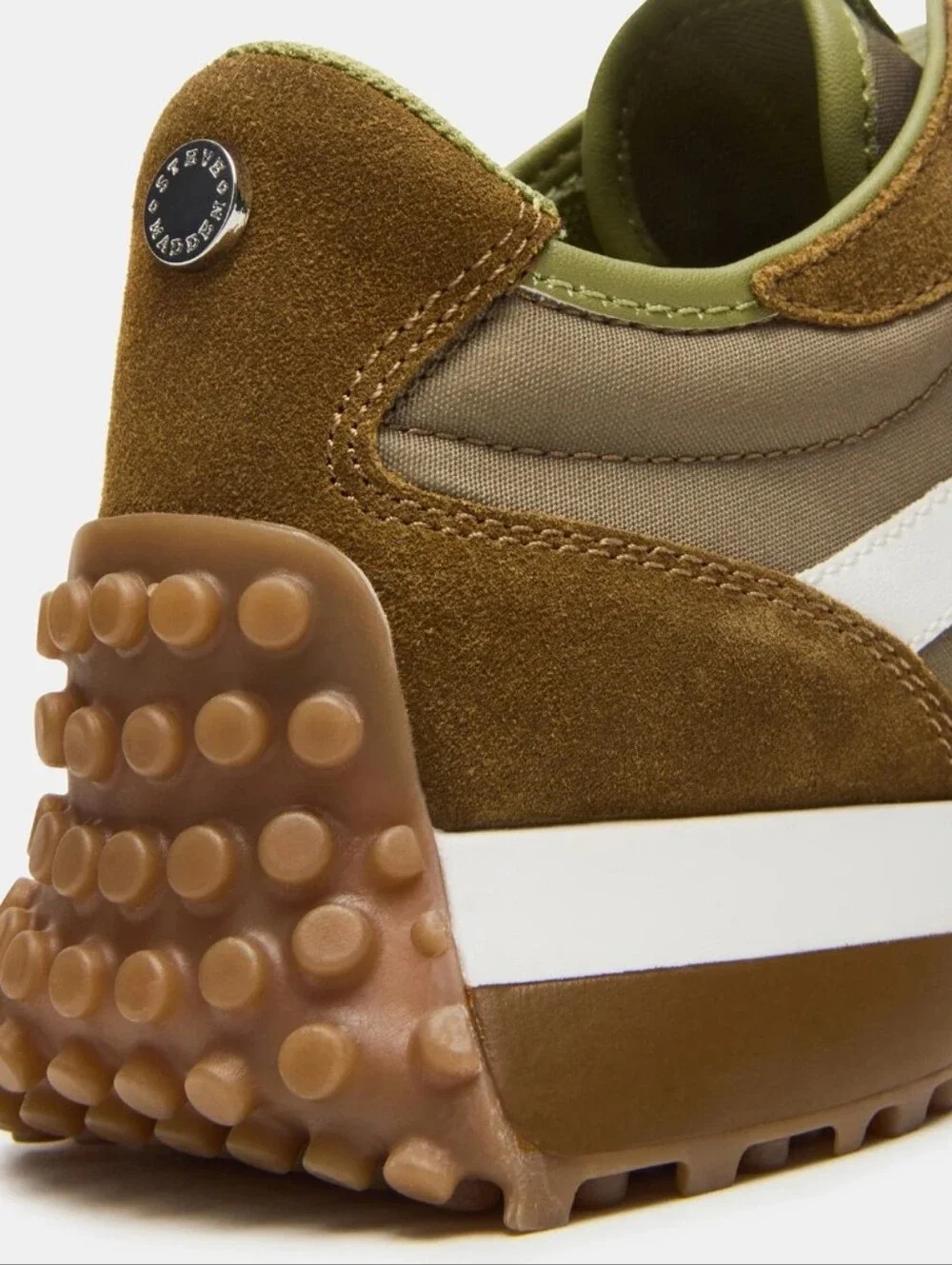 Steve Madden Women's Sz 7.5M Campo Olive White Logo Sneakers Comfort NWT - Picture 8 of 13